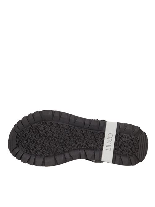 Sandals in eco-leather and suede LIU JO | BA3159 EX135NERO-ARGENTO